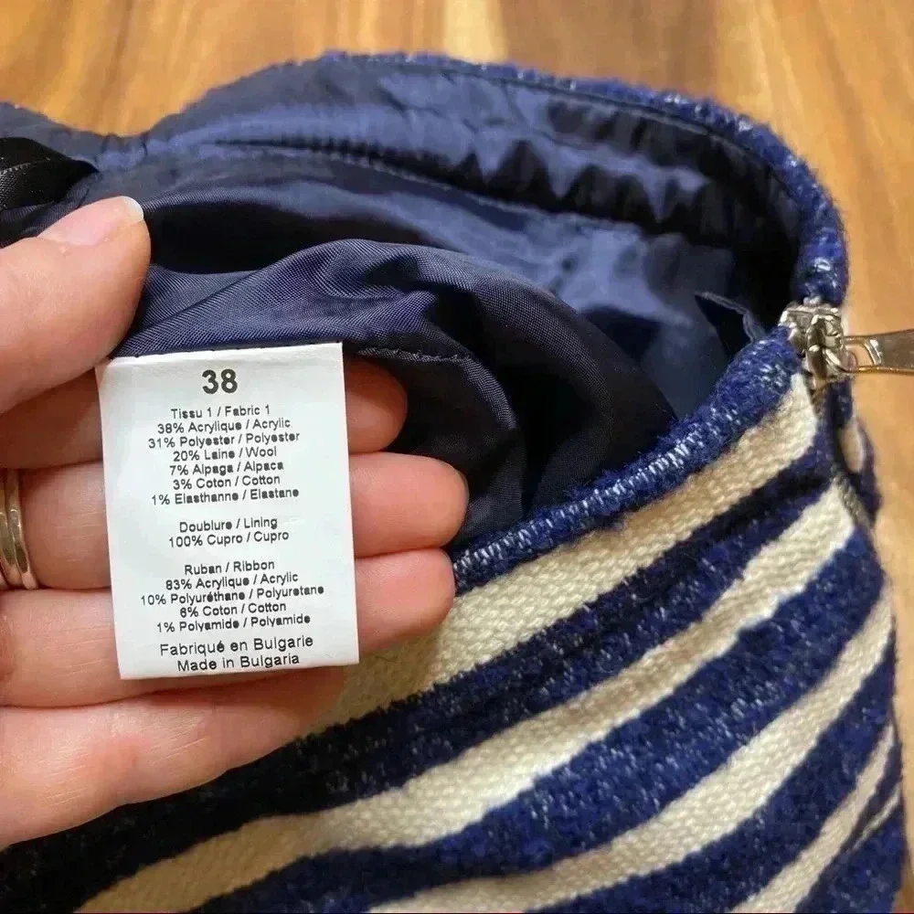 Sonia Rykiel Zip Front Ecru & Navy Mini Skirt 38​​